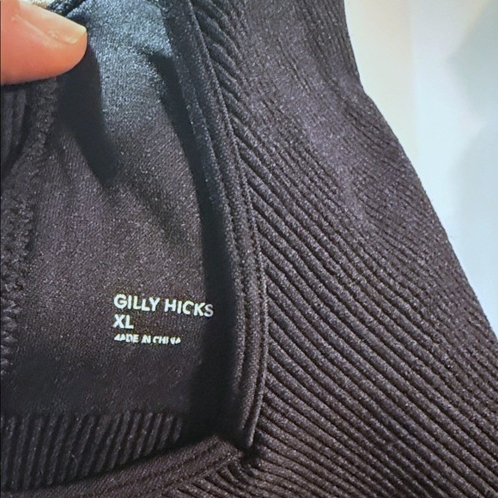 Gilly Hicks sportbra racerback ribbed metal logo elevated yoga hi compression xl